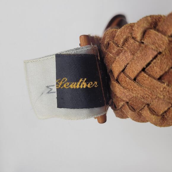 De Vecchi by Hamilton Hodge Belt Medium Brown Leather Braided Woven Italy Boho main image 2
